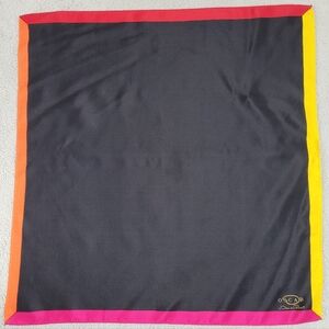 Oscar de la Renta Black Scarf with Vibrant Trim